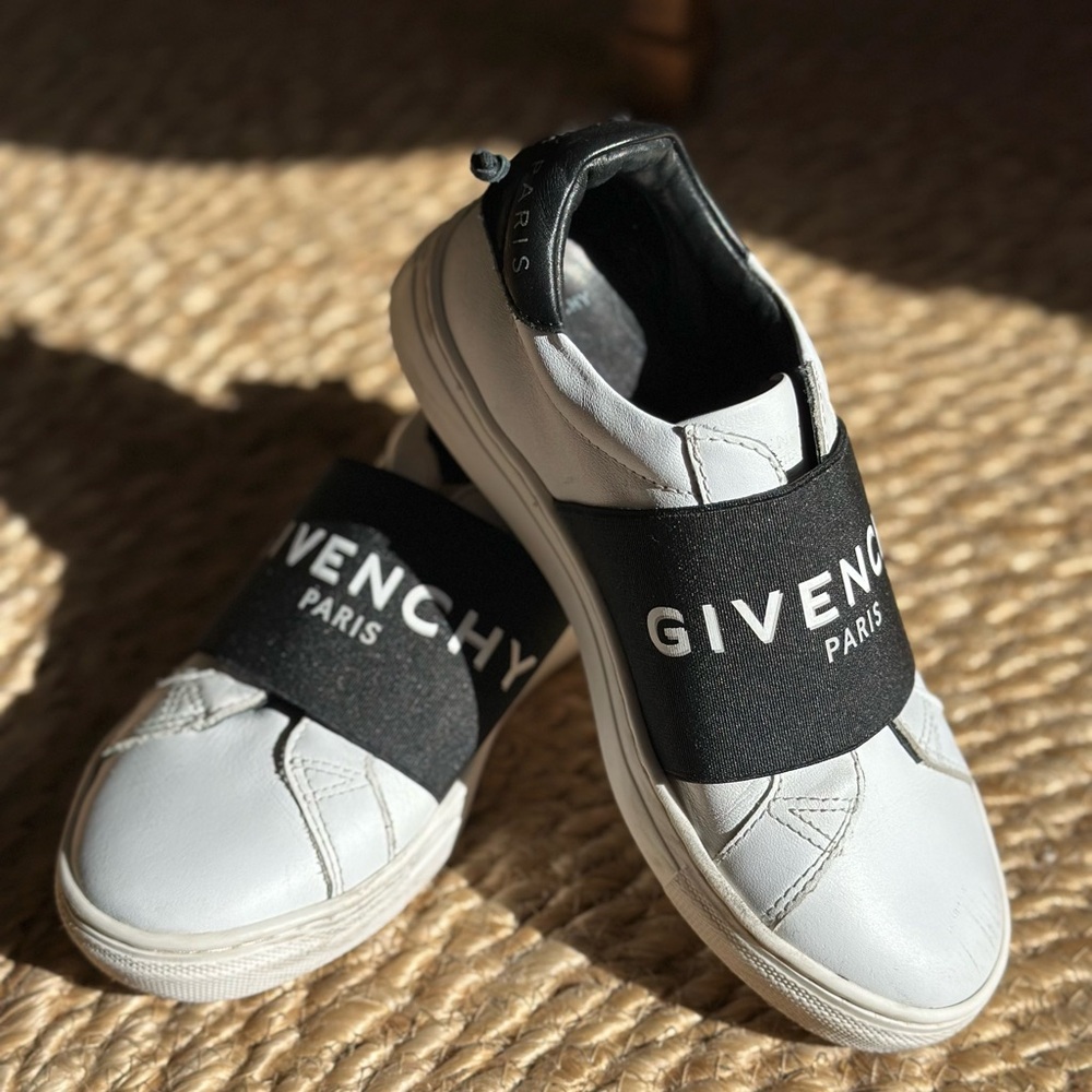 Givenchy Kids Black and White Slip-On Sneakers